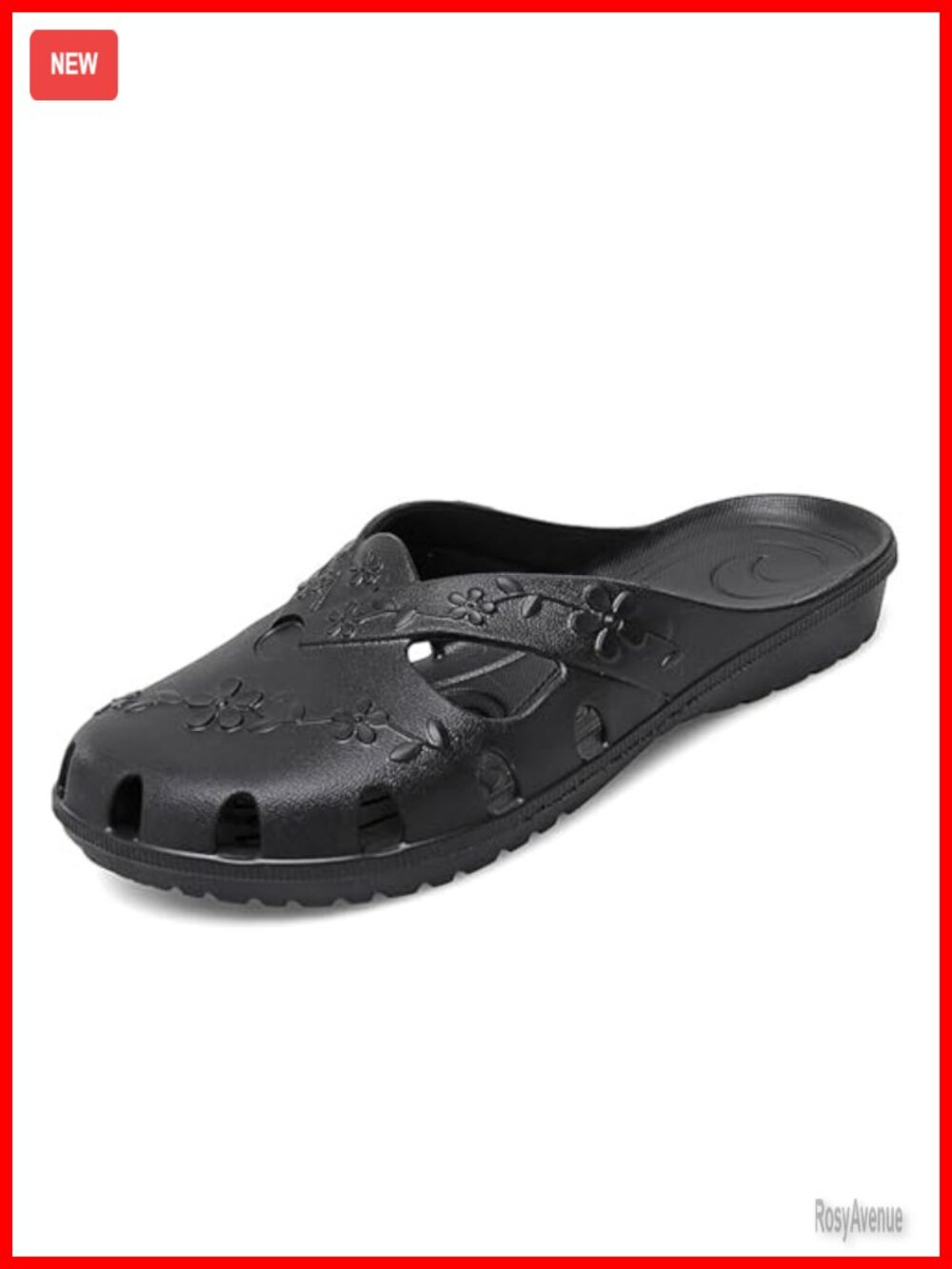 Women's Flat Sandals Slip On Water Shoes Floral Mules Lightweight Closed Toe